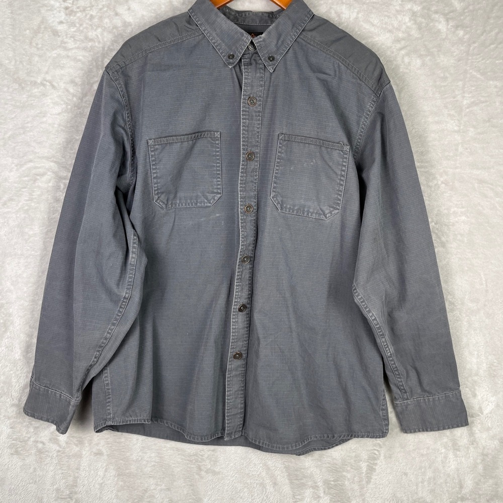 Ridgecut Toughwear Mens Gray Ripstop Long Sleeve Button Down XL Work Shirt
